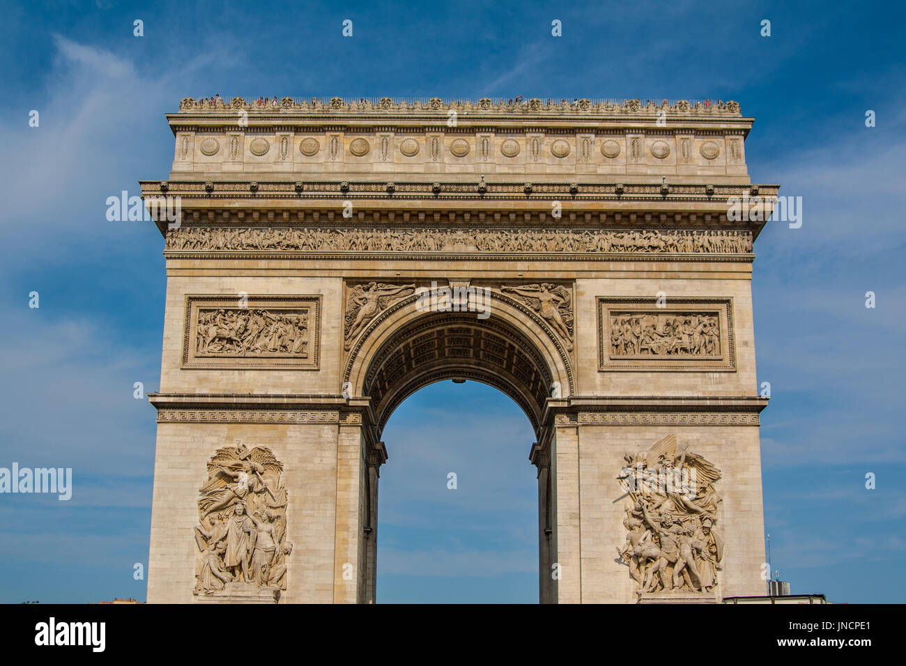 The Arc de Triomphe de l'Étoile (Triumphal Arch of the Star) is one of the most famous monuments in Paris Stock Photo