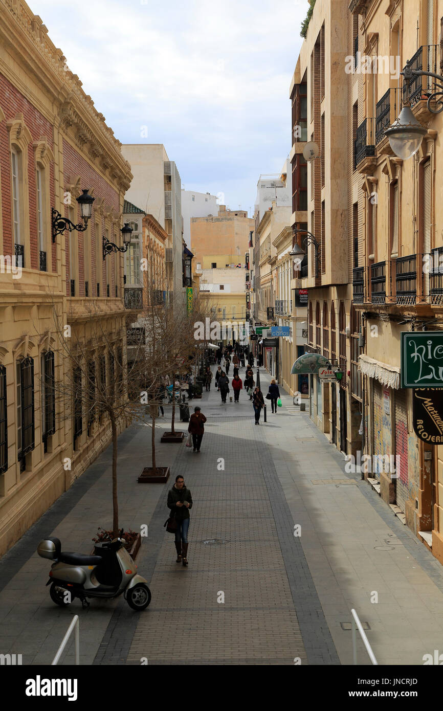 Shopping street in city centre of Almeria, Spain Stock Photo Alamy