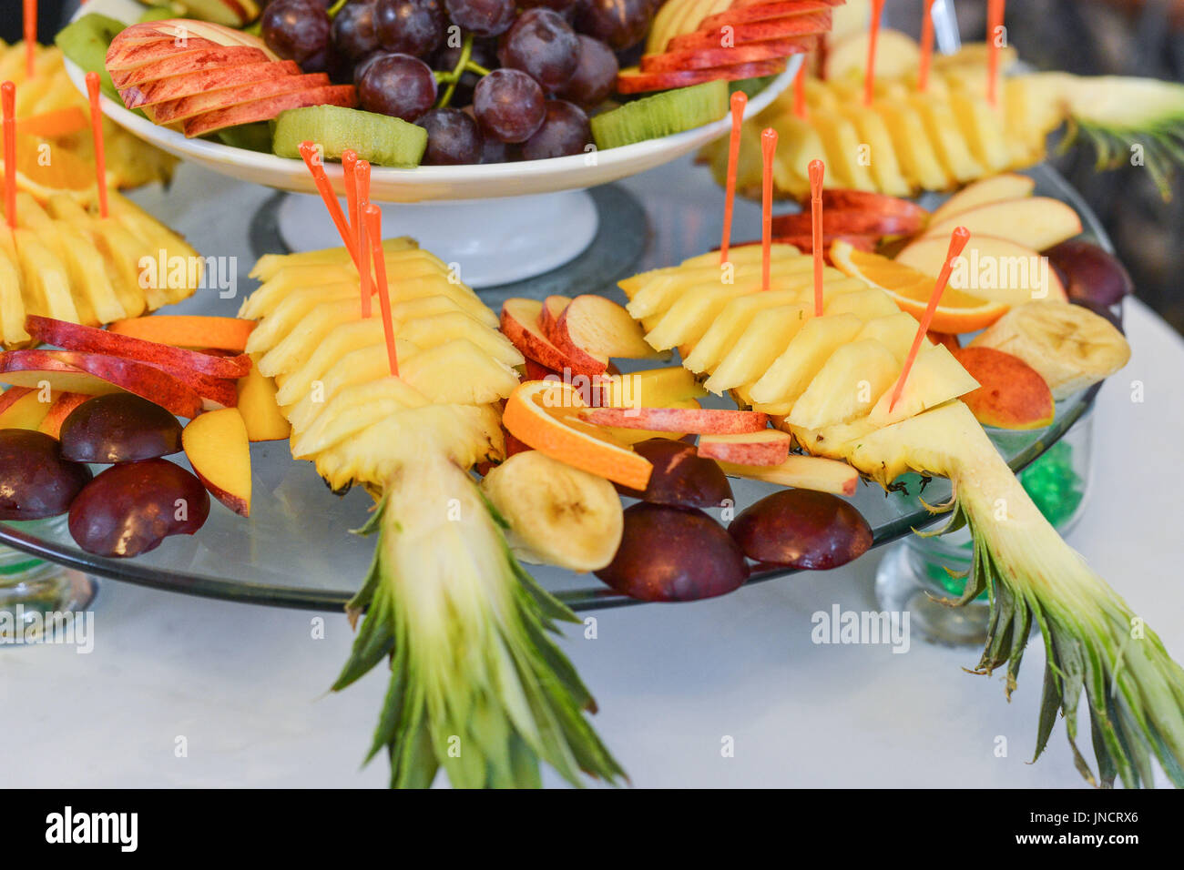 Exotic Fruit Dish with Mint Jelly Stock Photo Alamy