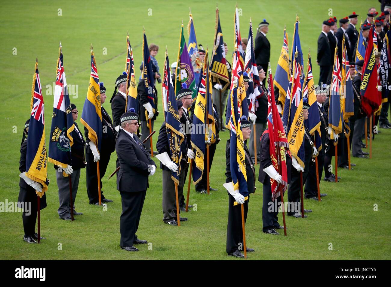 Veterans during a parade and service in Crieff, Perthshire, to mark the 100-year commemoration of the Battle of Passchendaele. Stock Photo