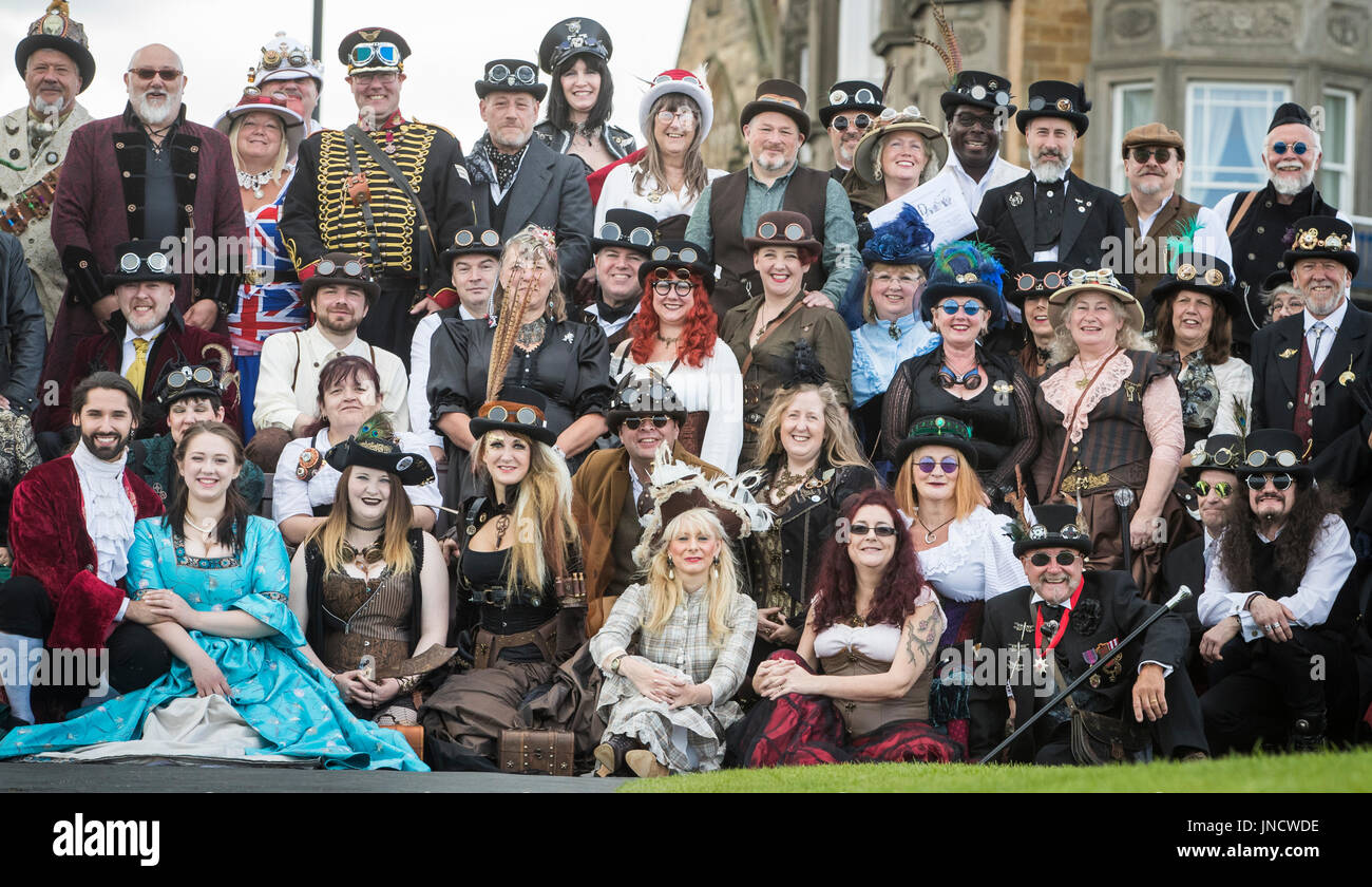 People in costume attend the Whitby Steampunk Weekend in Whitby, Yorkshire. Stock Photo