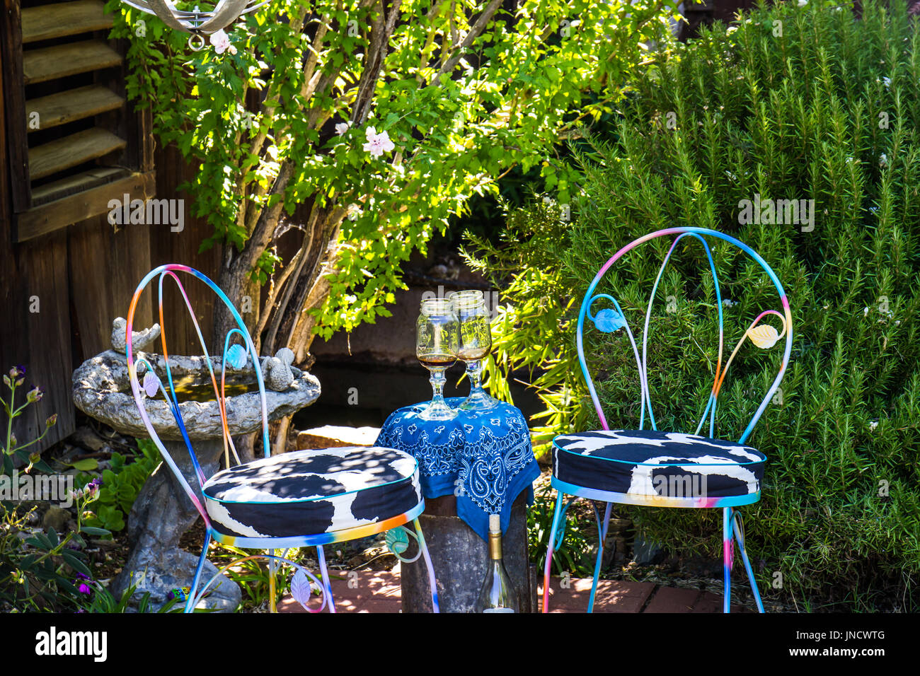 Ice Cream Chairs In Corner Garden Area Stock Photo Alamy