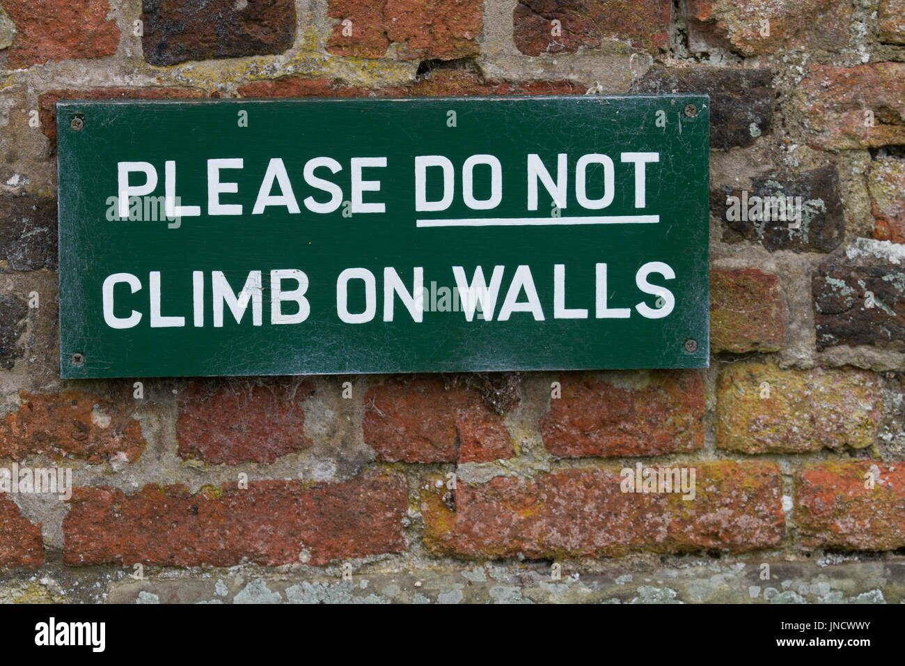 Please DO NOT Climb on walls Sign Stock Photo Alamy