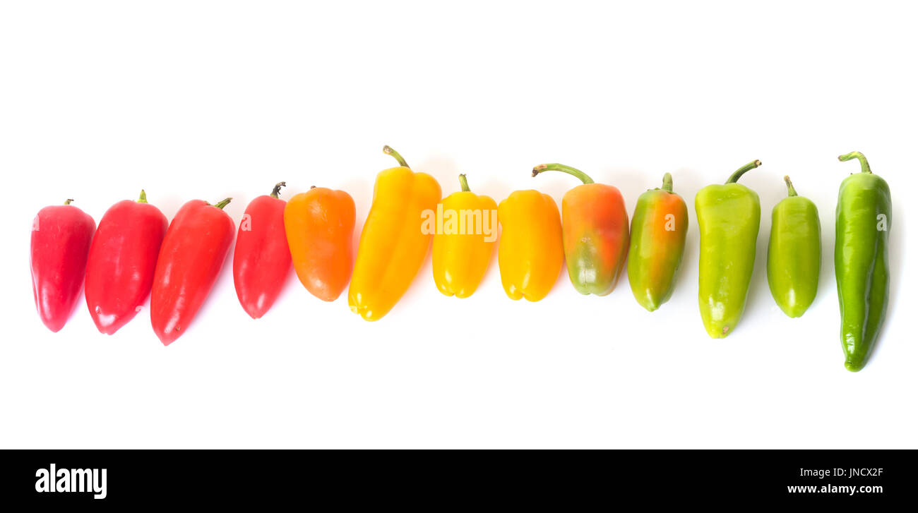 colorful sweet pepper in front of white background Stock Photo - Alamy
