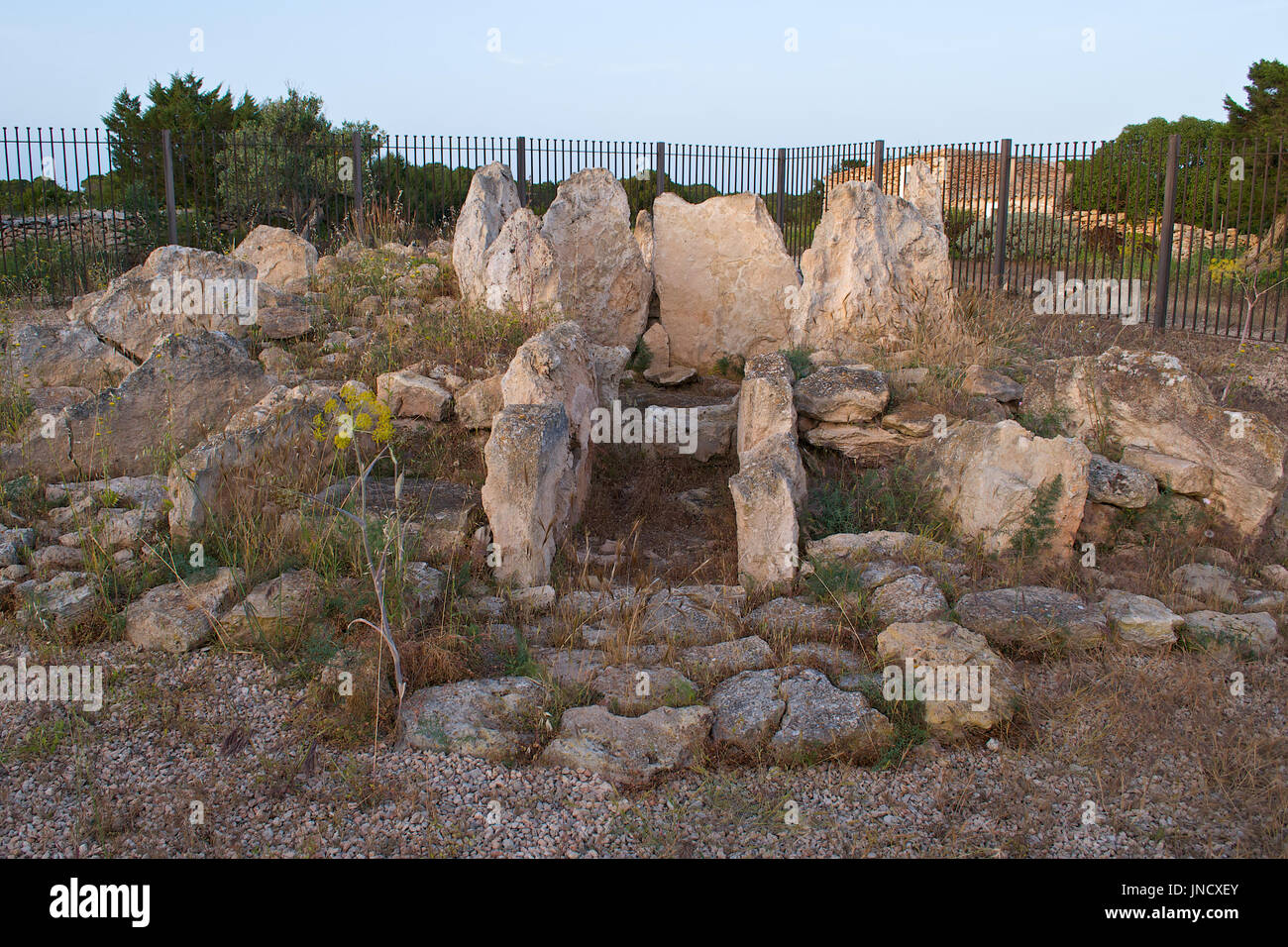View of the Ca Na Costa Megalithic remains Site in Ses Salines Natural Park in Formentera (Balearic Islands, Spain) Stock Photo