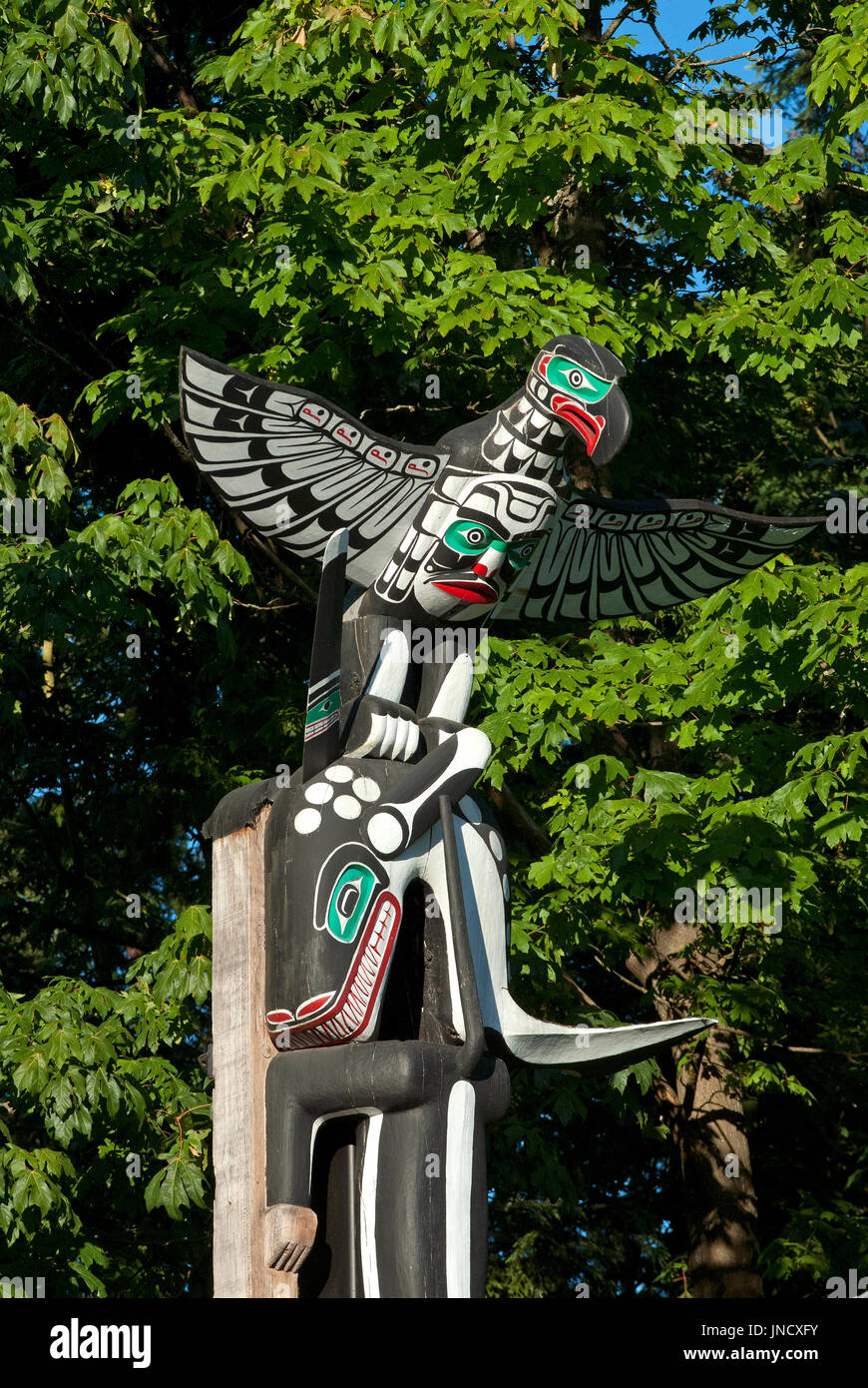 Totem pole at Stanley Park, Vancouver, British Columbia, Canada Stock Photo