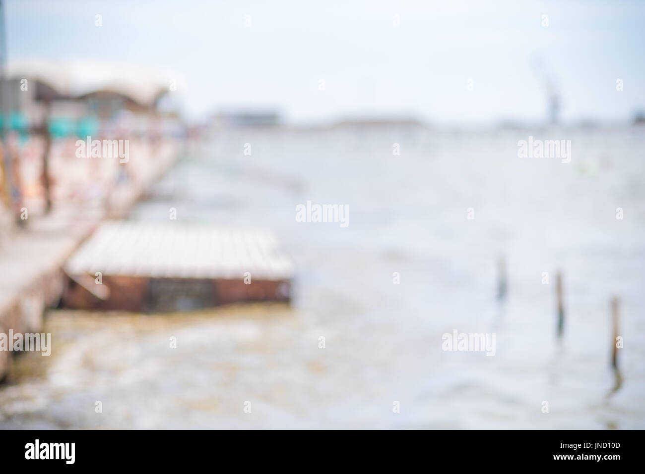 Summer blurry seascape, quay, abstract background Stock Photo