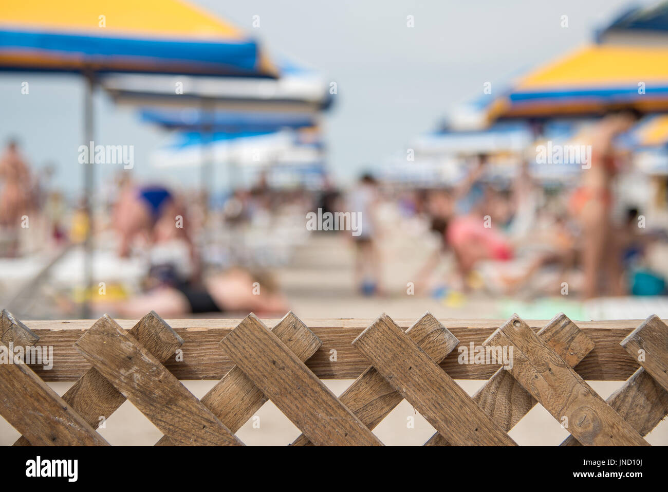 Summer beach with blurry effect, people on the beach, abstract Stock Photo