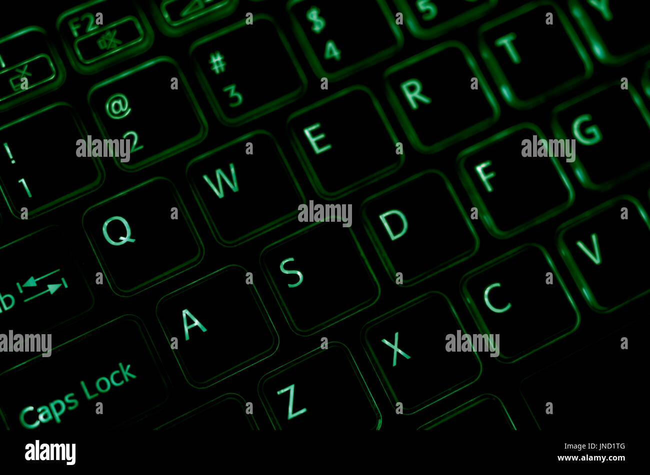 Computer keyboard with green highlighting focused on W A S D buttons Stock  Photo - Alamy
