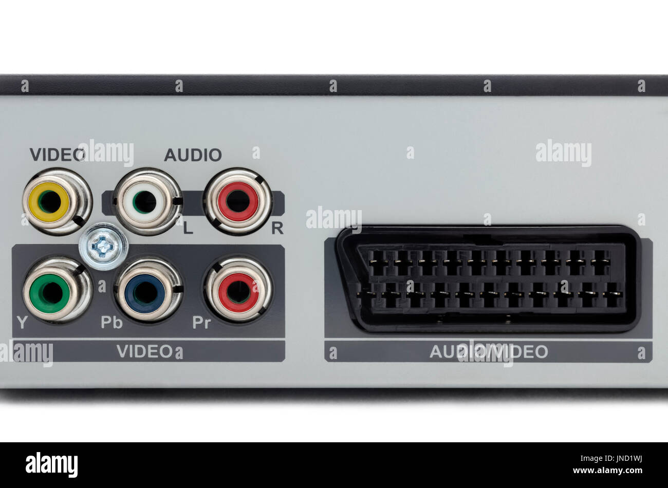 Back panel of multimedia digital receiver isolated on white background Stock Photo Alamy