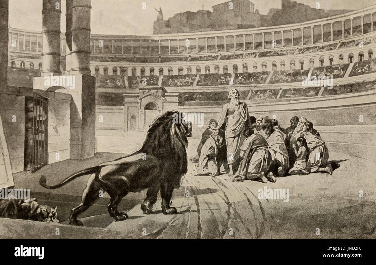 Christian Martyrs given to the lions in the Colosseum in Rome Stock Photo