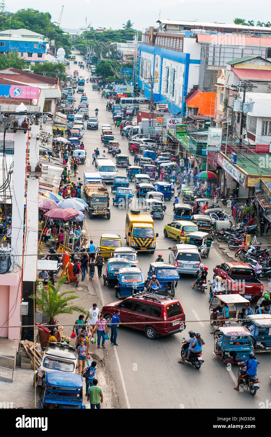 Aerial view of Malvar Road at peak hour, Puerto Princesa, Palawan