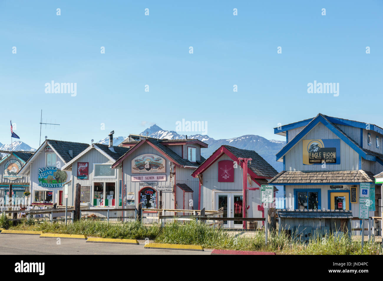Town, Homer Spit, Homer, Kenai Peninsula, Alaska, USA Stock Photo