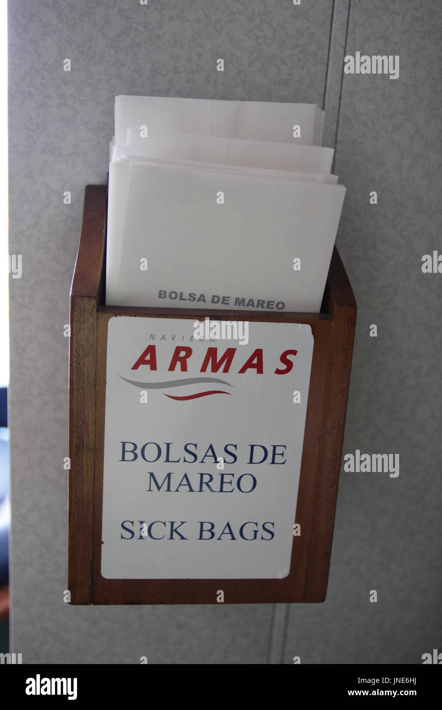 Sick bags at ferry Stock Photo