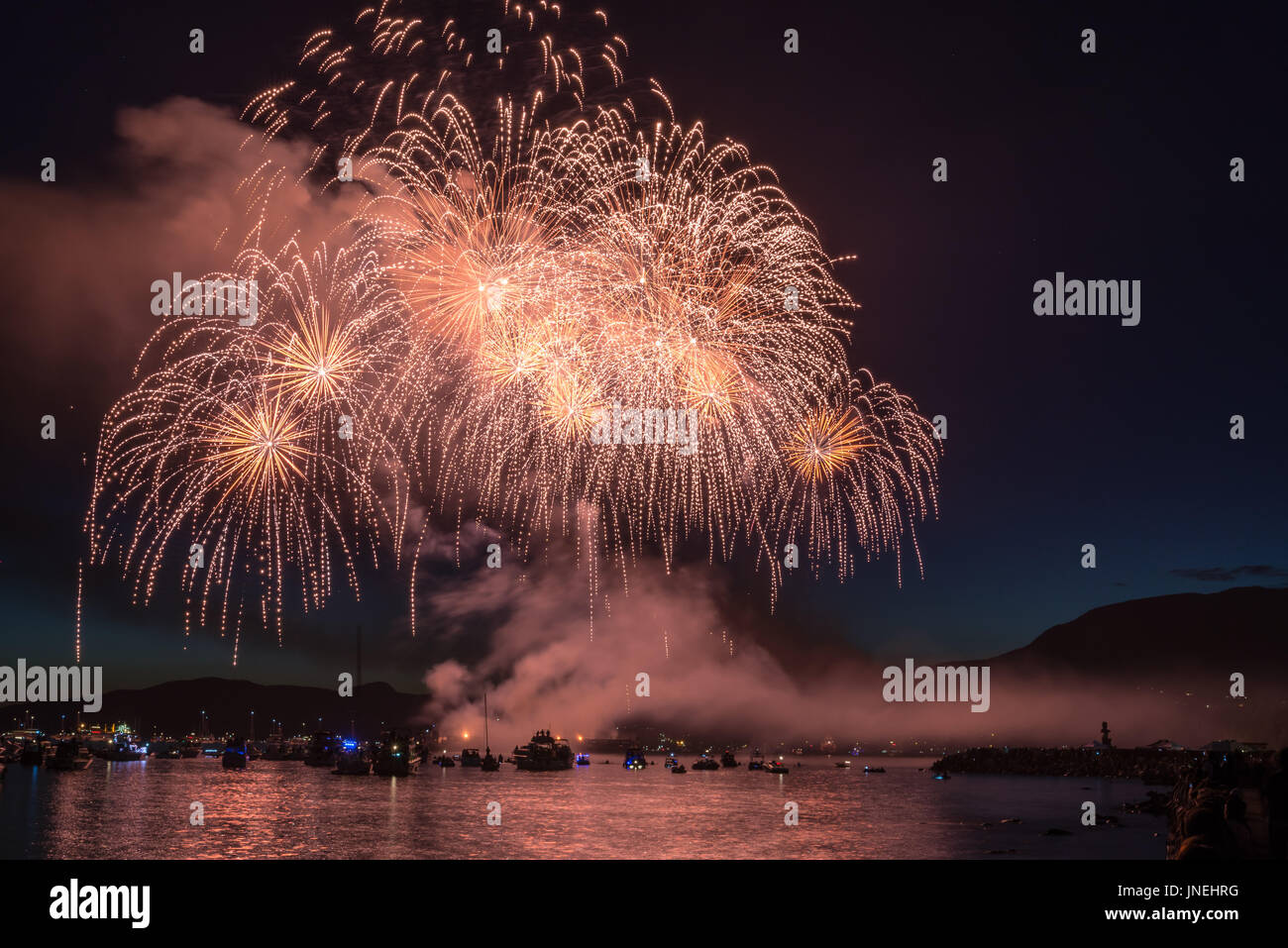 Vancouver, Canada. 29th July, 2017. Fireworks prepared by the country of Japan for BC's largest live event called 'Honda Celebration of Light'. English Bay, Vancouver, BC. Credit: Lukasz Lawreszuk/Alamy Live News Stock Photo