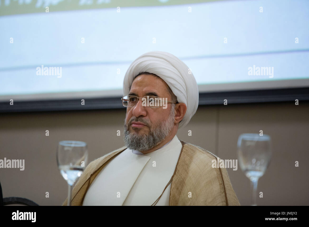 Sao Paulo, Sao Paulo, Brazil. 29th July, 2017. Iranian Ayatollah MOHSEN ARAKI, attends the event ''The Muslims and the confrontation against terrorism and radicalism'' promoted by the Islamic Center in Brazil at a hotel in Sao Paulo, Brazil on Saturday (29) Credit: Paulo Lopes/ZUMA Wire/Alamy Live News Stock Photo