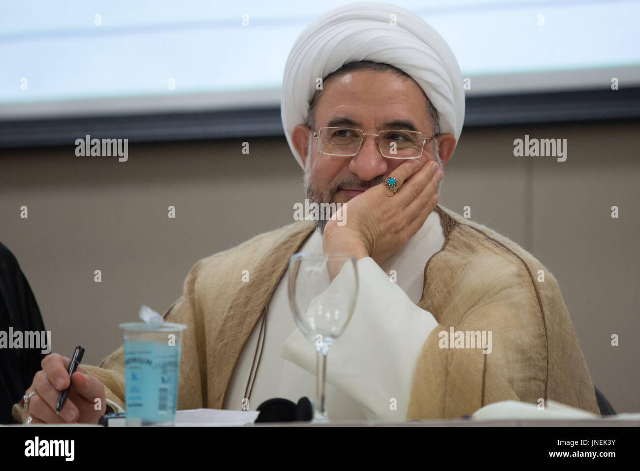 Sao Paulo, Sao Paulo, Brazil. 29th July, 2017. Iranian Ayatollah MOHSEN ARAKI, attends the event ''The Muslims and the confrontation against terrorism and radicalism'' promoted by the Islamic Center in Brazil at a hotel in Sao Paulo, Brazil on Saturday (29) Credit: Paulo Lopes/ZUMA Wire/Alamy Live News Stock Photo