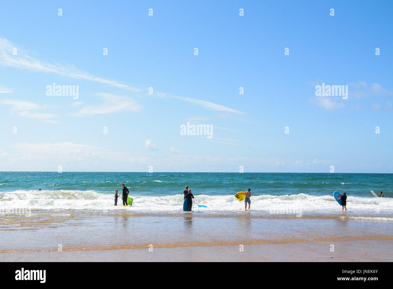 Praa Sands, Cornwall, UK. 30th July 2017. UK Weather. Despite gloomy weather forecasts the south west of Cornwall starts the afternoon with bright sunshine, with people making the most of the weather on the  popular beach at Praa Sands. Credit: cwallpix/Alamy Live News Stock Photo