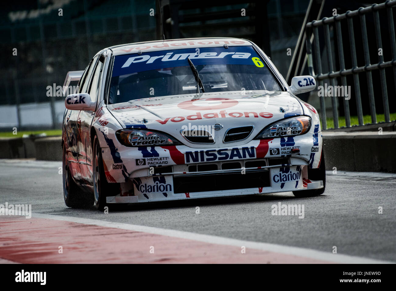 Towcester, Northamptonshire, UK. 30th July, 2017. Ex BTCC Nissan Primera during Historic Touring Car Silverstone Classic Motor Racing Festival at Silverstone Circuit (Photo by Gergo Toth / Alamy Live News) Stock Photo