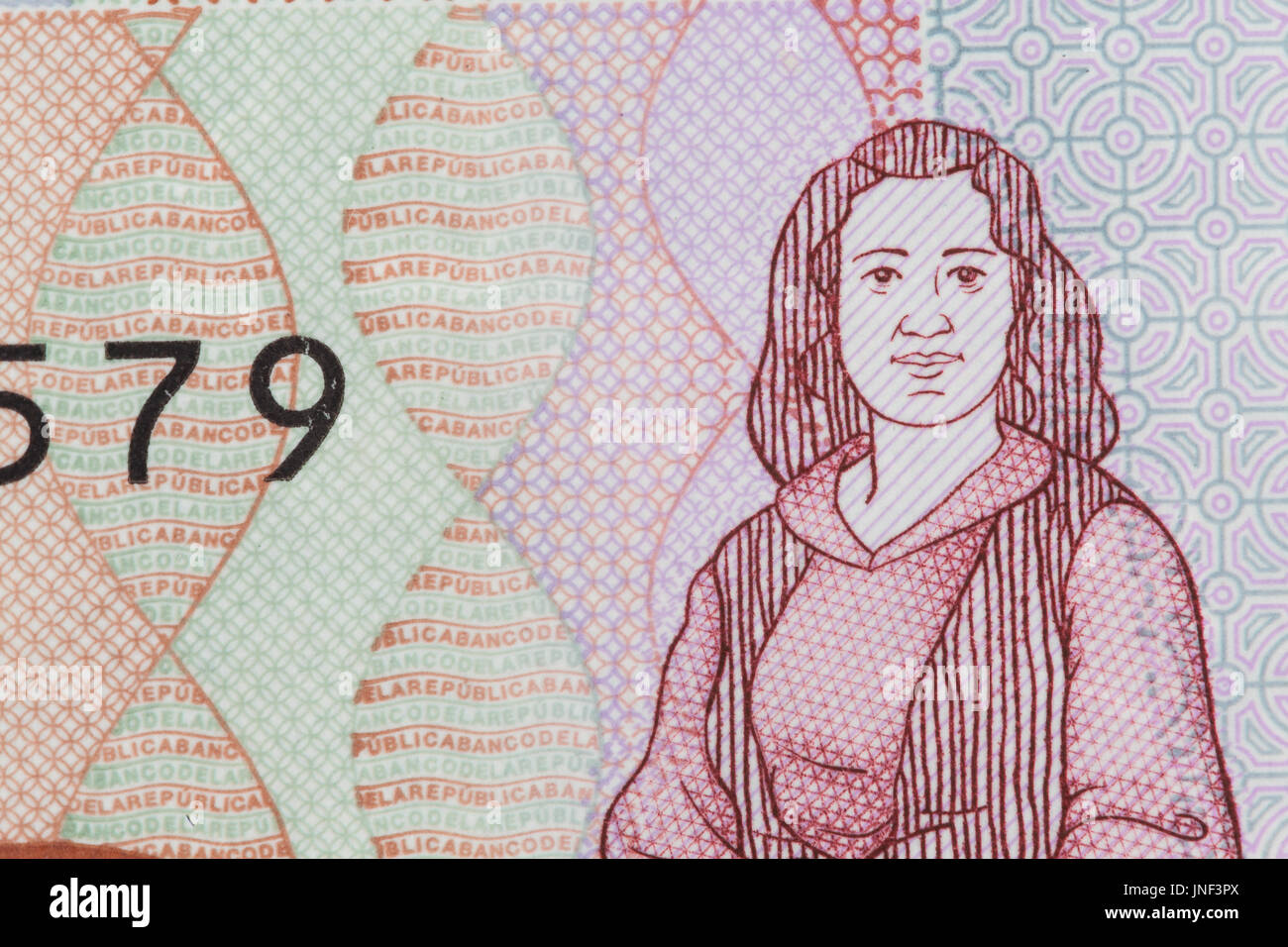 Anthropologist Virginia Gutierrez on the ten thousand Colombian pesos bill Stock Photo