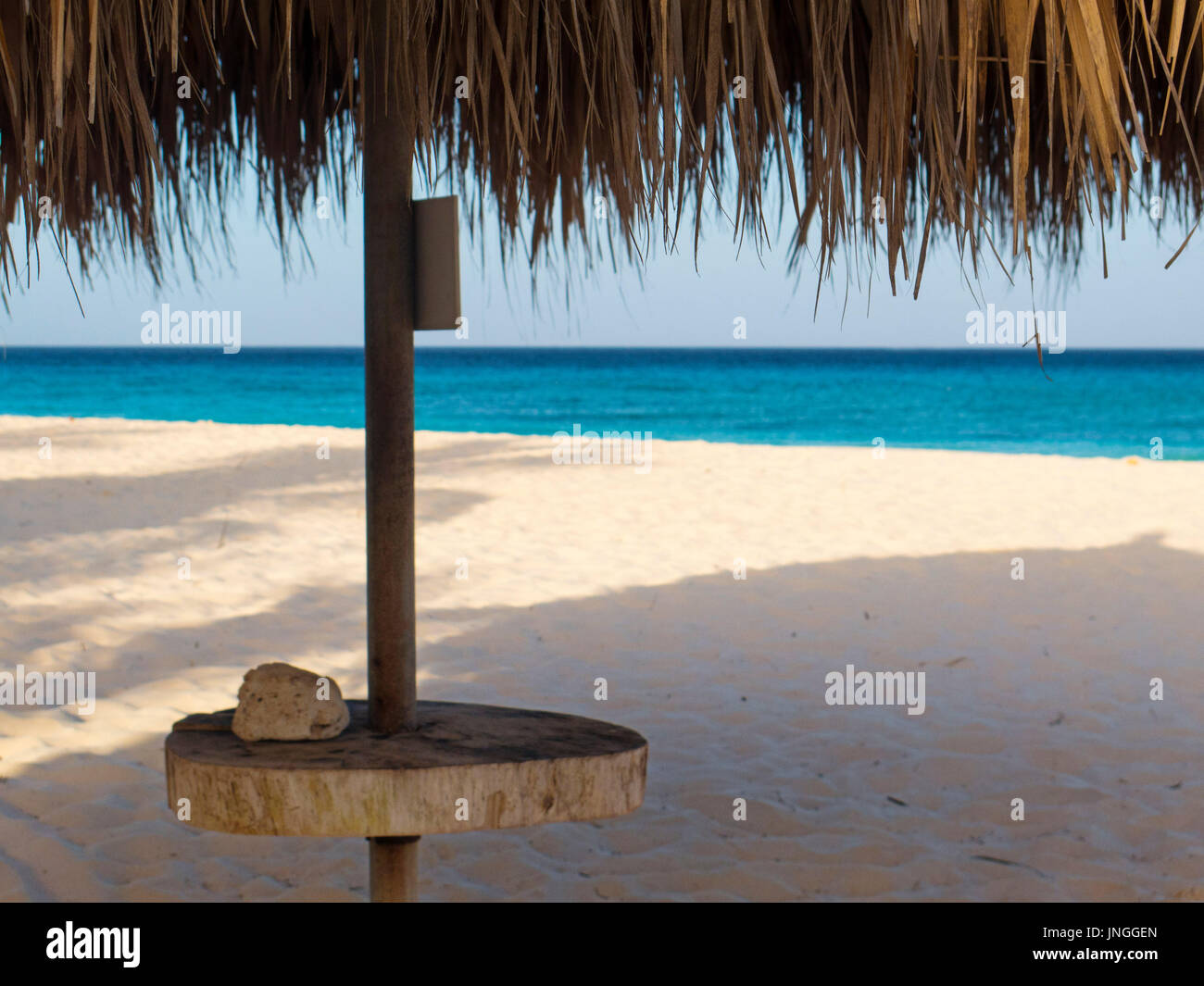 View from under Palapa on beach Stock Photo
