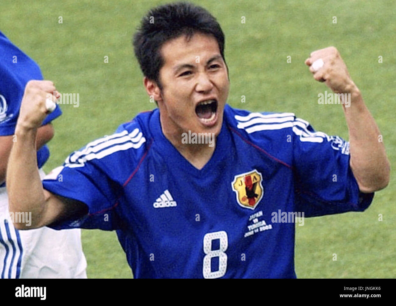 OSAKA, Japan Japan forward Hiroaki Morishima celebrates scoring his
