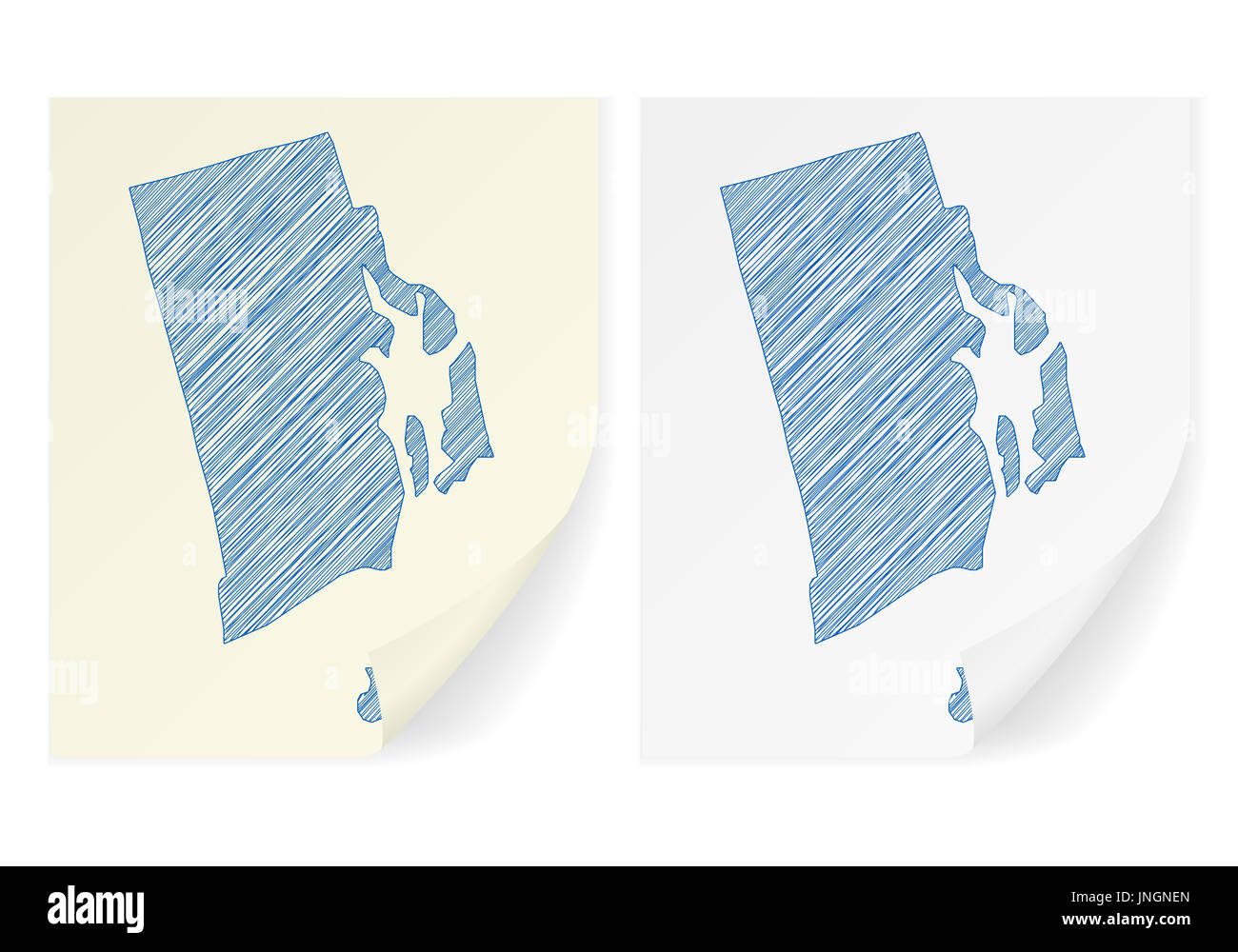 Rhode island scribble map on a white background. Stock Photo
