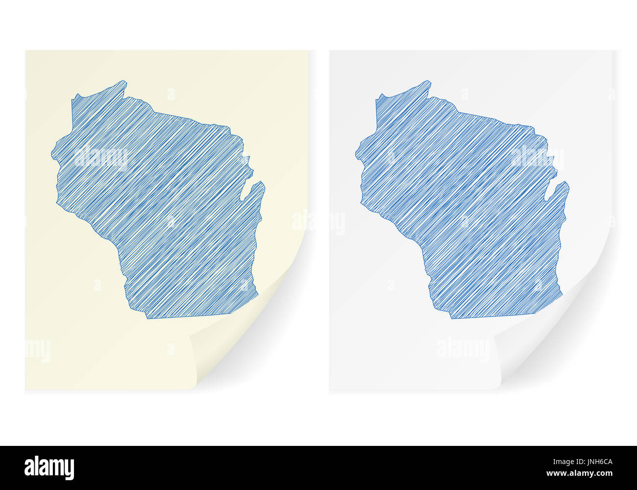 Wisconsin scribble map on a white background Stock Photo - Alamy