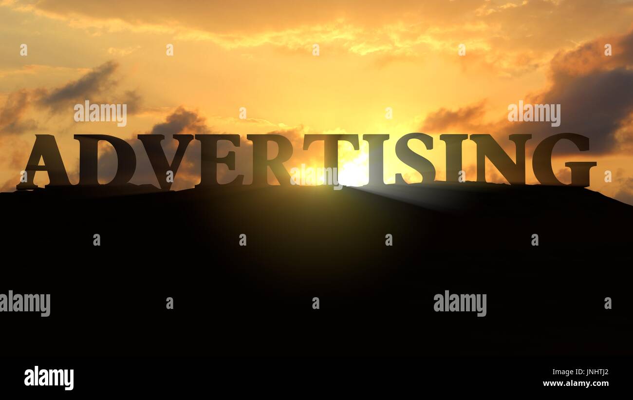 Advertising on sunset landscape - 3d rendering Stock Photo