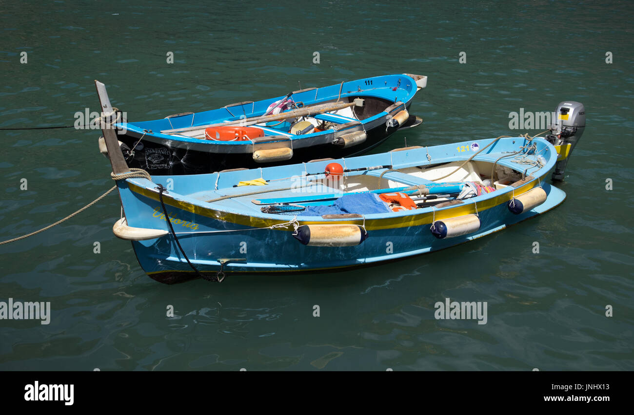 Fisherboat in the harbour of Vernazza - Italy Stock Photo