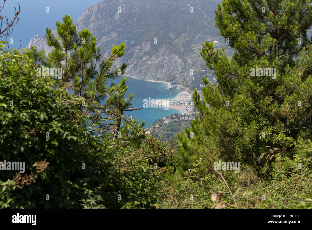 Tuscany Sea view frome above the coast of Cinque Terre Stock Photo