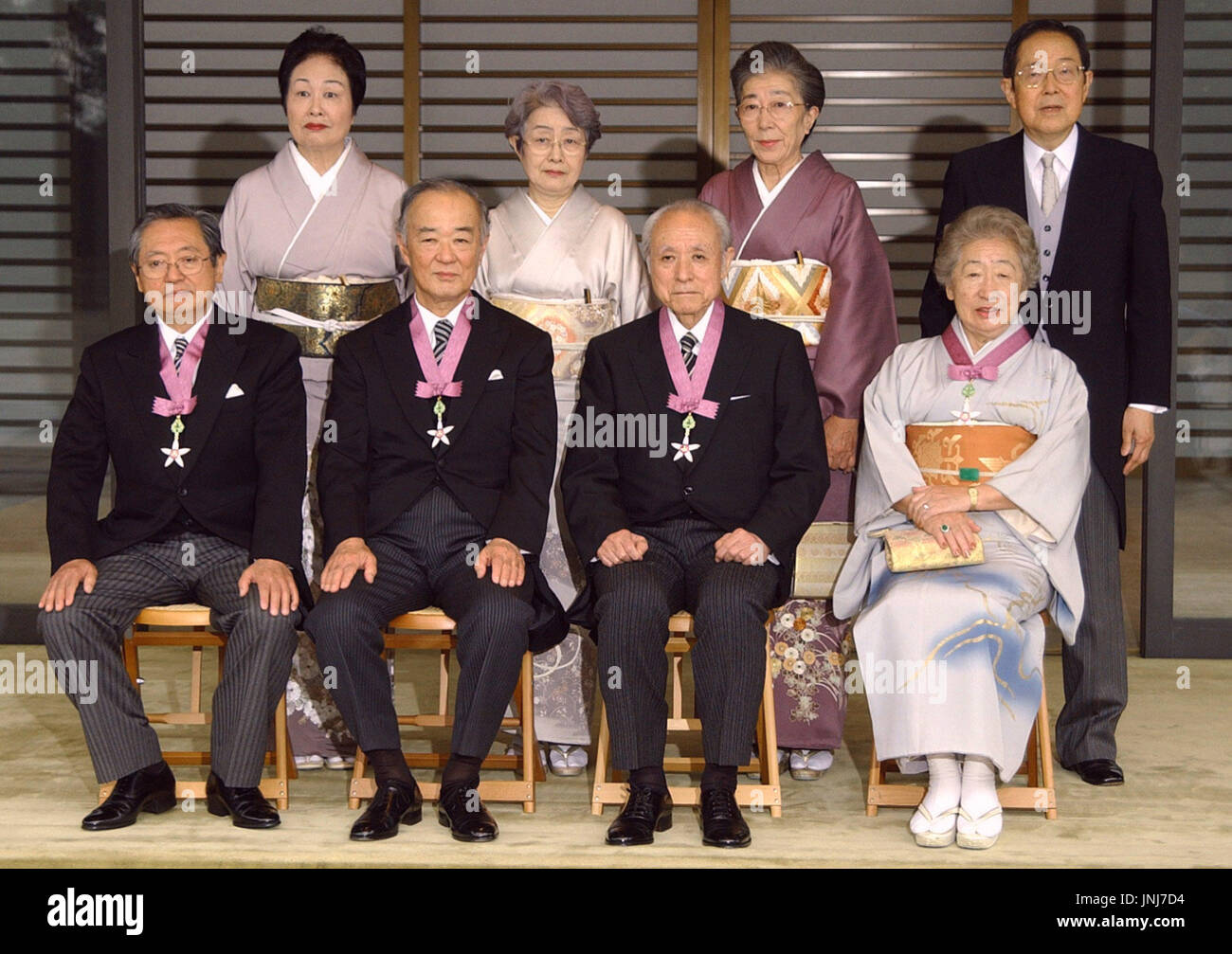 TOKYO, Japan - Four recipients of this year's Order of Culture pose ...