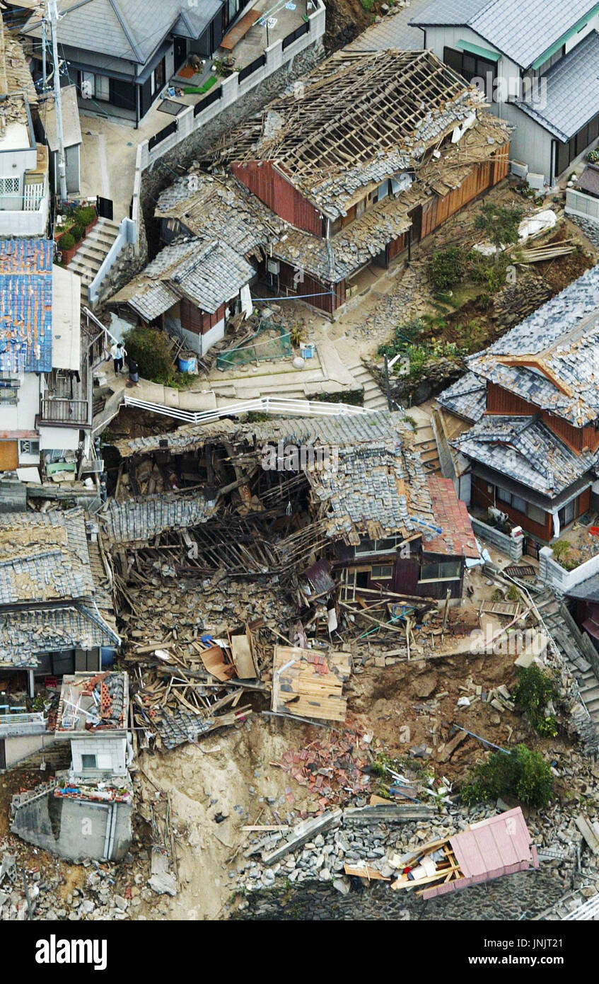 FUKUOKA, Japan Houses collapsed on Genkaijima Island in Fukuoka City