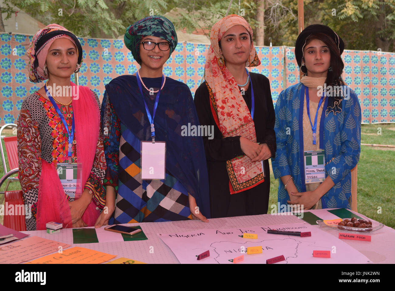 QUETTA, PAKISTAN. July-29 2017: Girls Student are standing at the stall during global village activity in third three days model united nations Quetta Stock Photo