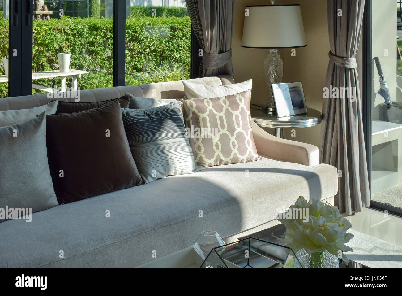 modern living room design with sofa and lamp Stock Photo - Alamy