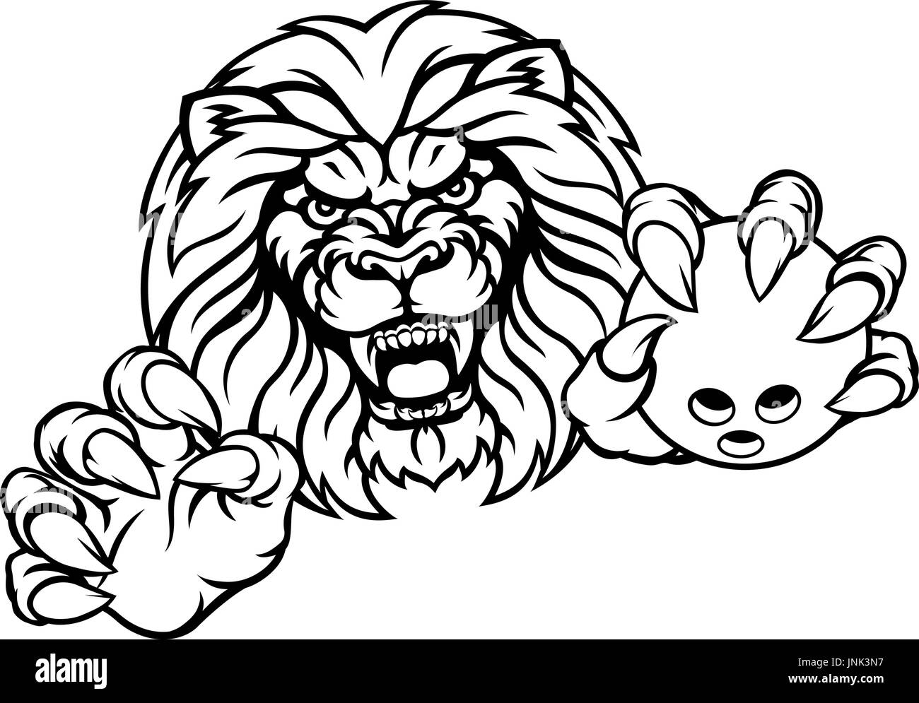 Lion Bowling Ball Sports Mascot Stock Vector