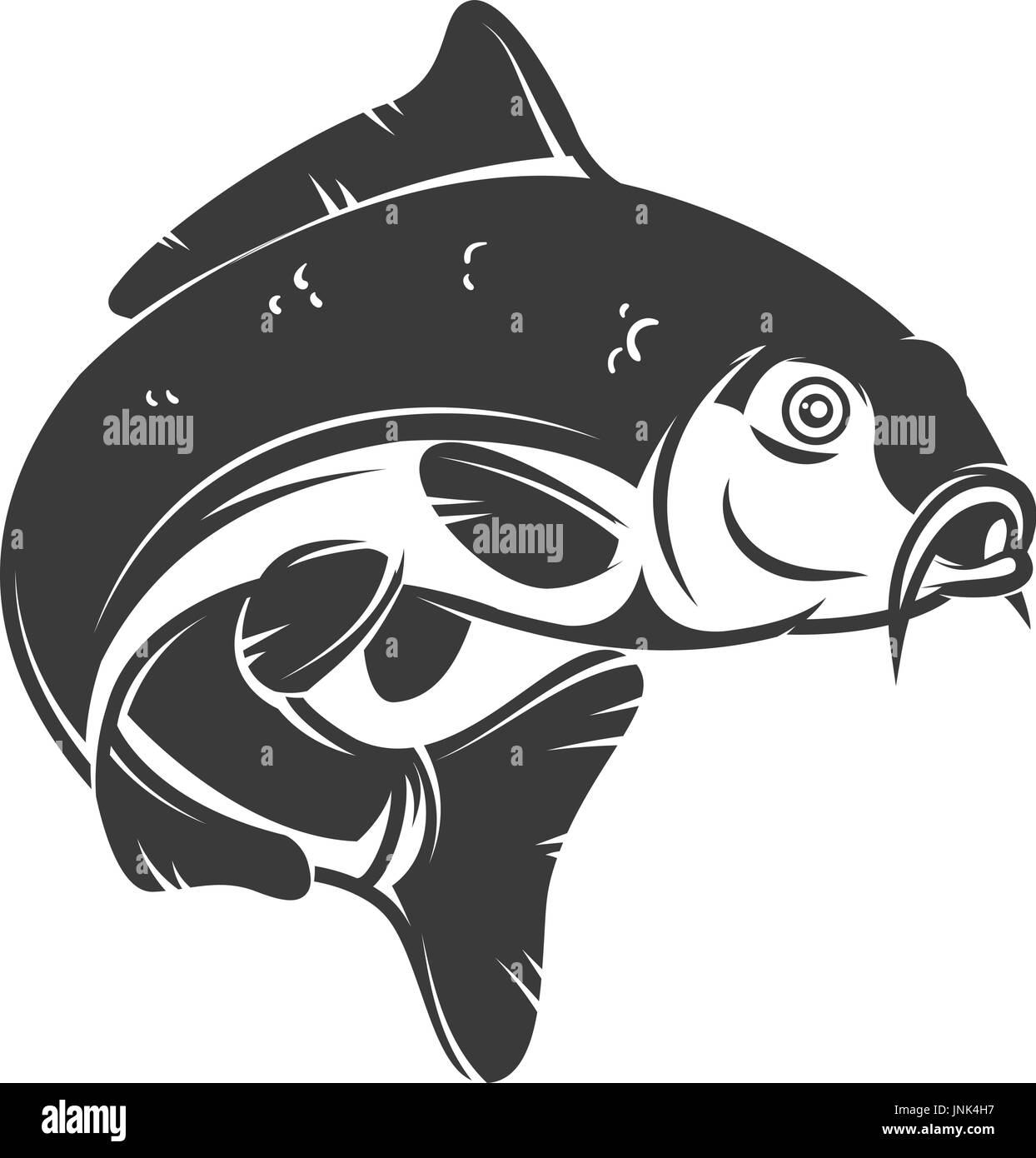 Carp fish isolated on white background. Design element for logo, emblem, sign, brand mark.  Vector illustration Stock Vector