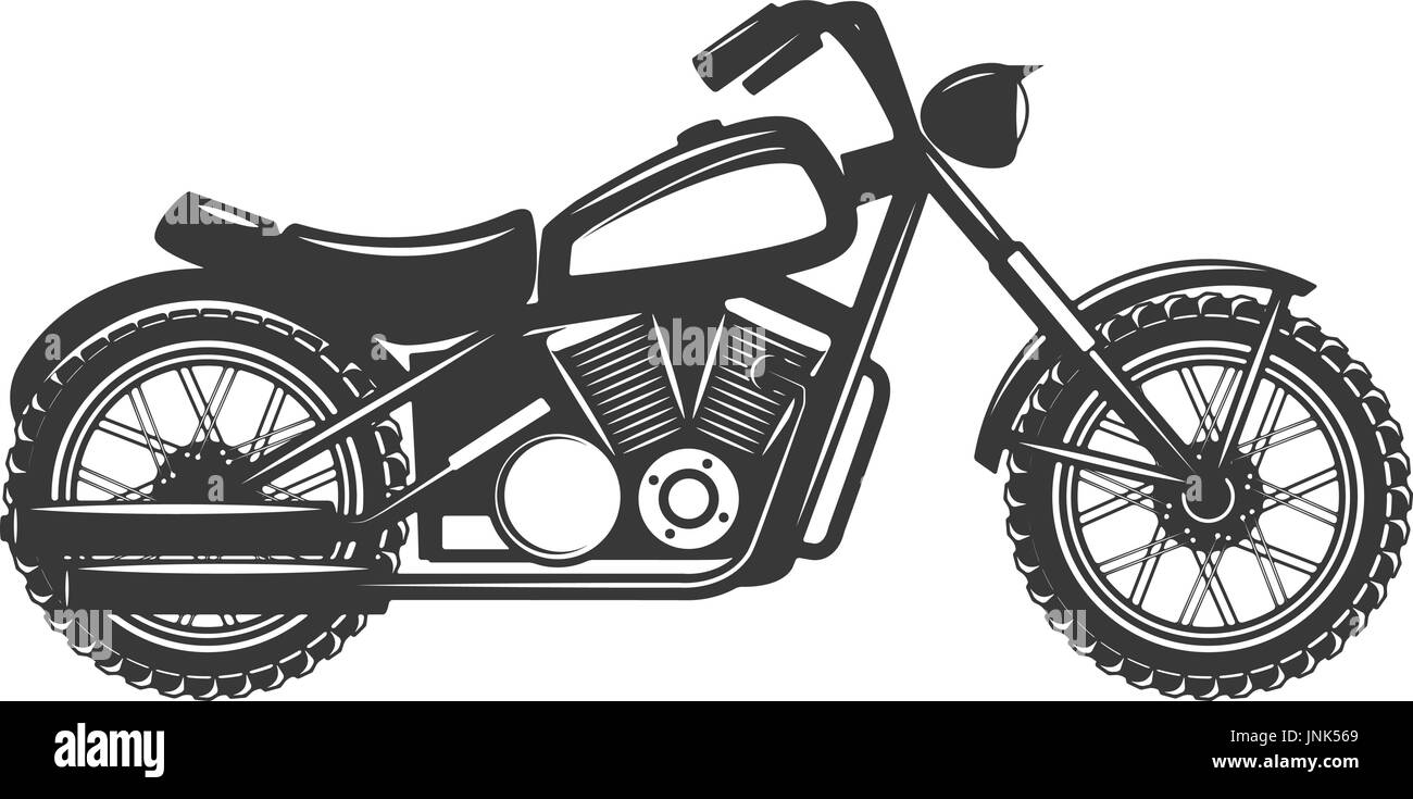 Motorbike isolated on white background. Design elements for logo, label, emblem, sign, badge. Vector illustration Stock Vector