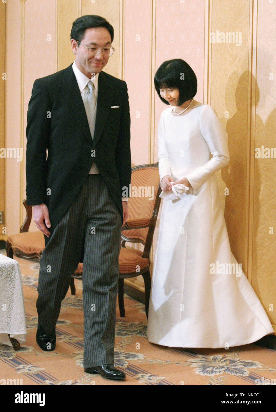 Tokyo Japan Princess Sayako And Her Husband Yoshiki Kuroda Leave A Press Conference At Tokyo S Imperial Hotel On Nov 15 After Speaking To Reporters About Their Wedding Pool Photo Kyodo Stock Photo