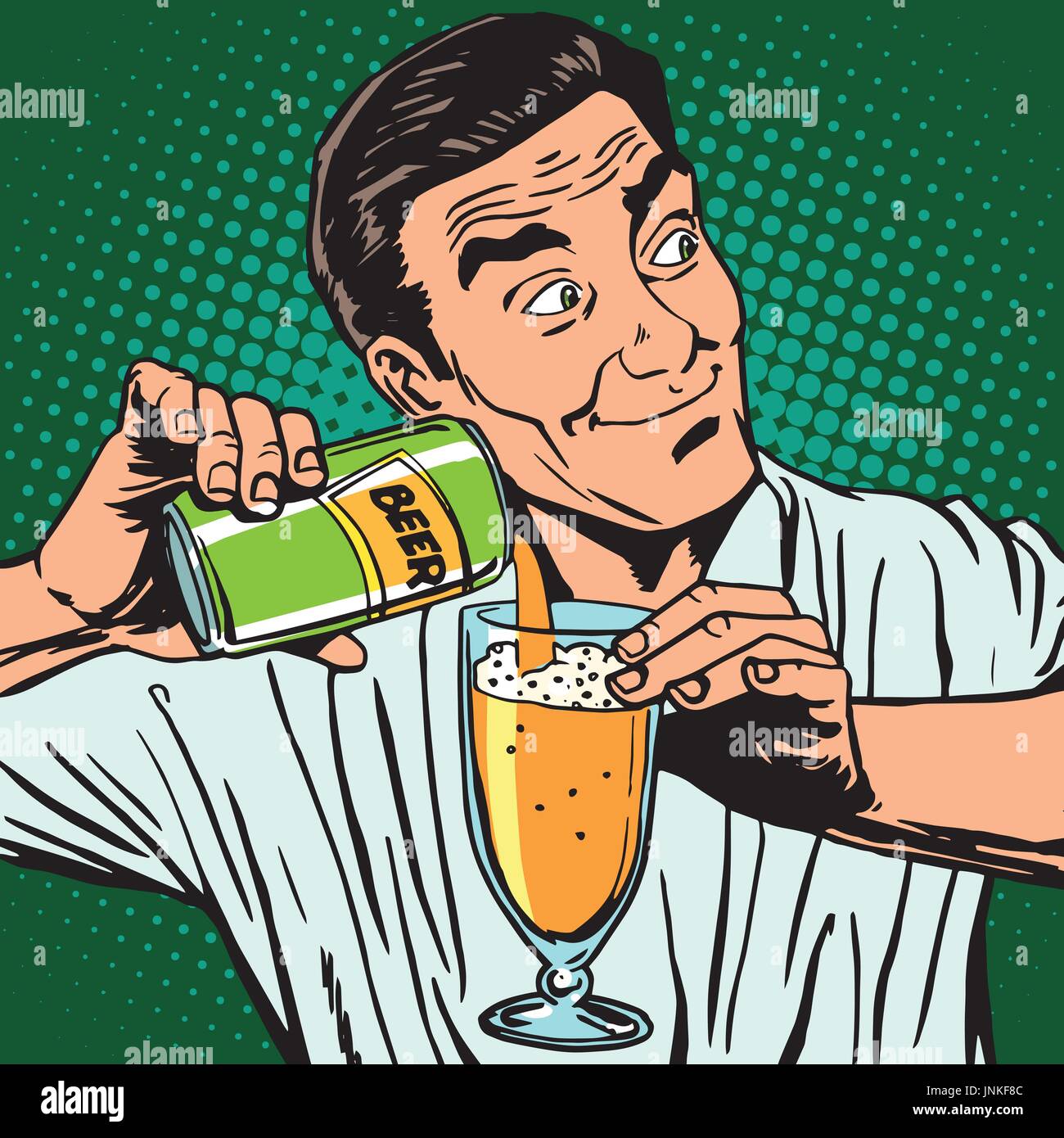 avatar portrait bartender pouring beer. Pop art retro vector illustration Stock Vector