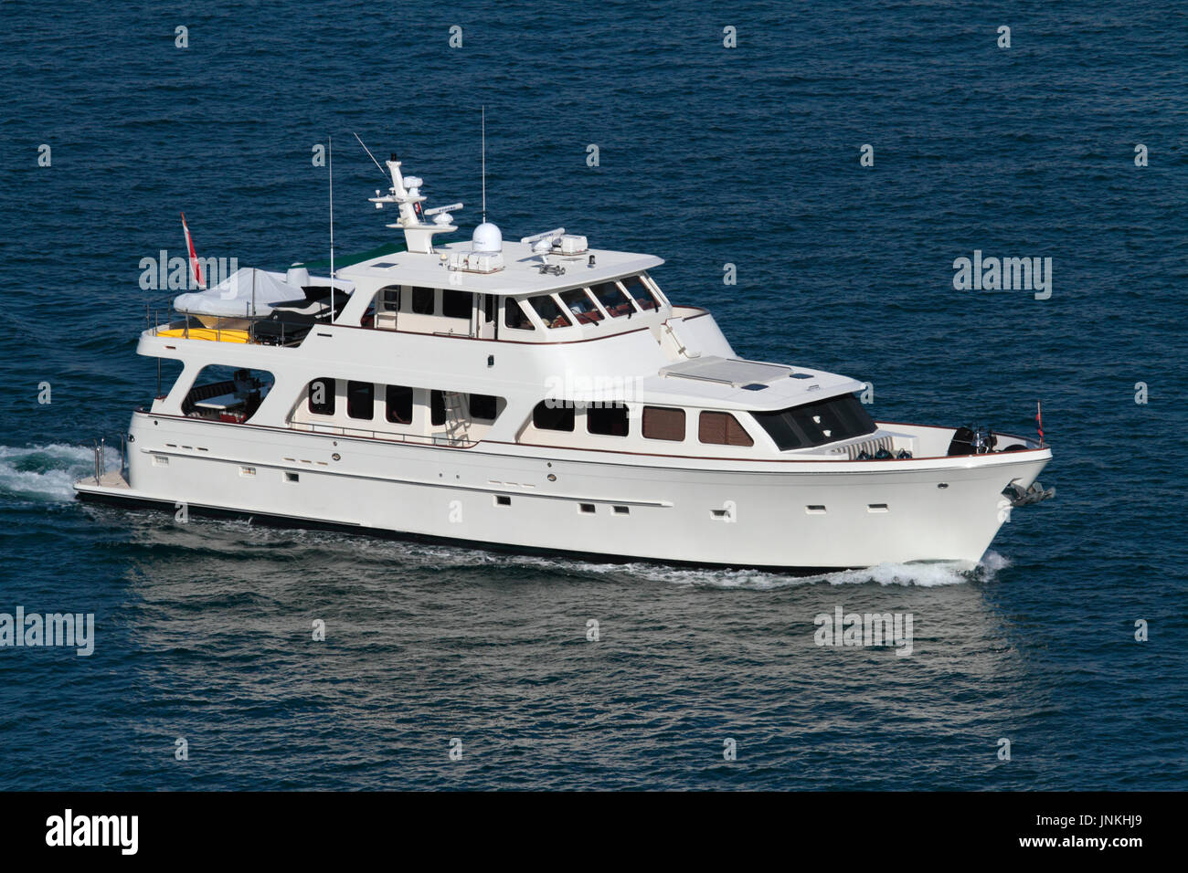 Luxury travel. The Offshore Yachts large motor yacht (24.5 metres) Sundene cruising at sea Stock Photo