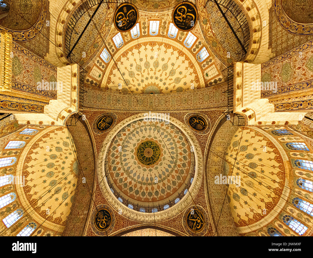 Domes of the New Mosque known also as Yeni Cami, from inside, Istanbul ...