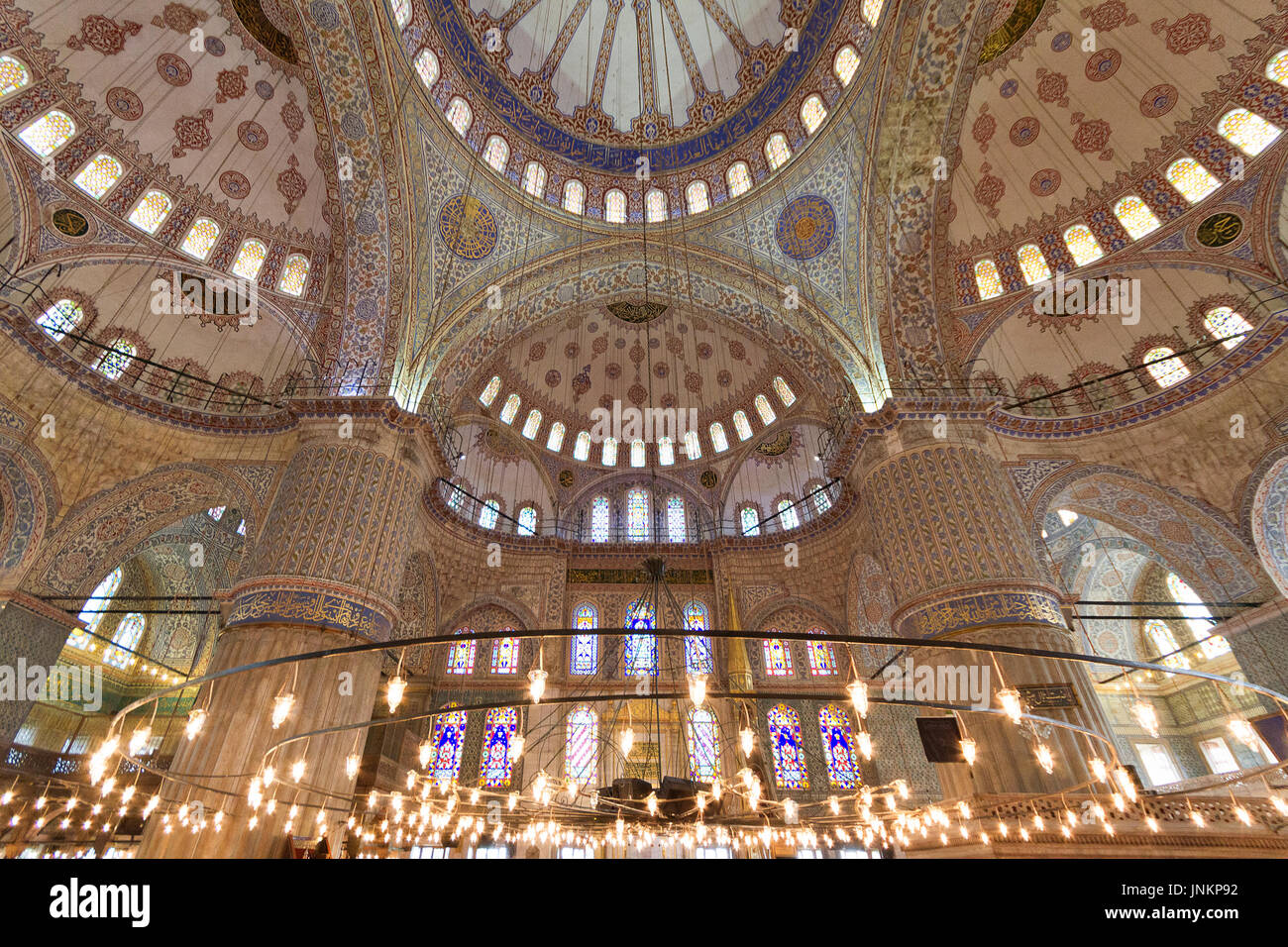 Inside of the Blue Mosque, Istanbul, Turkey. Stock Photo