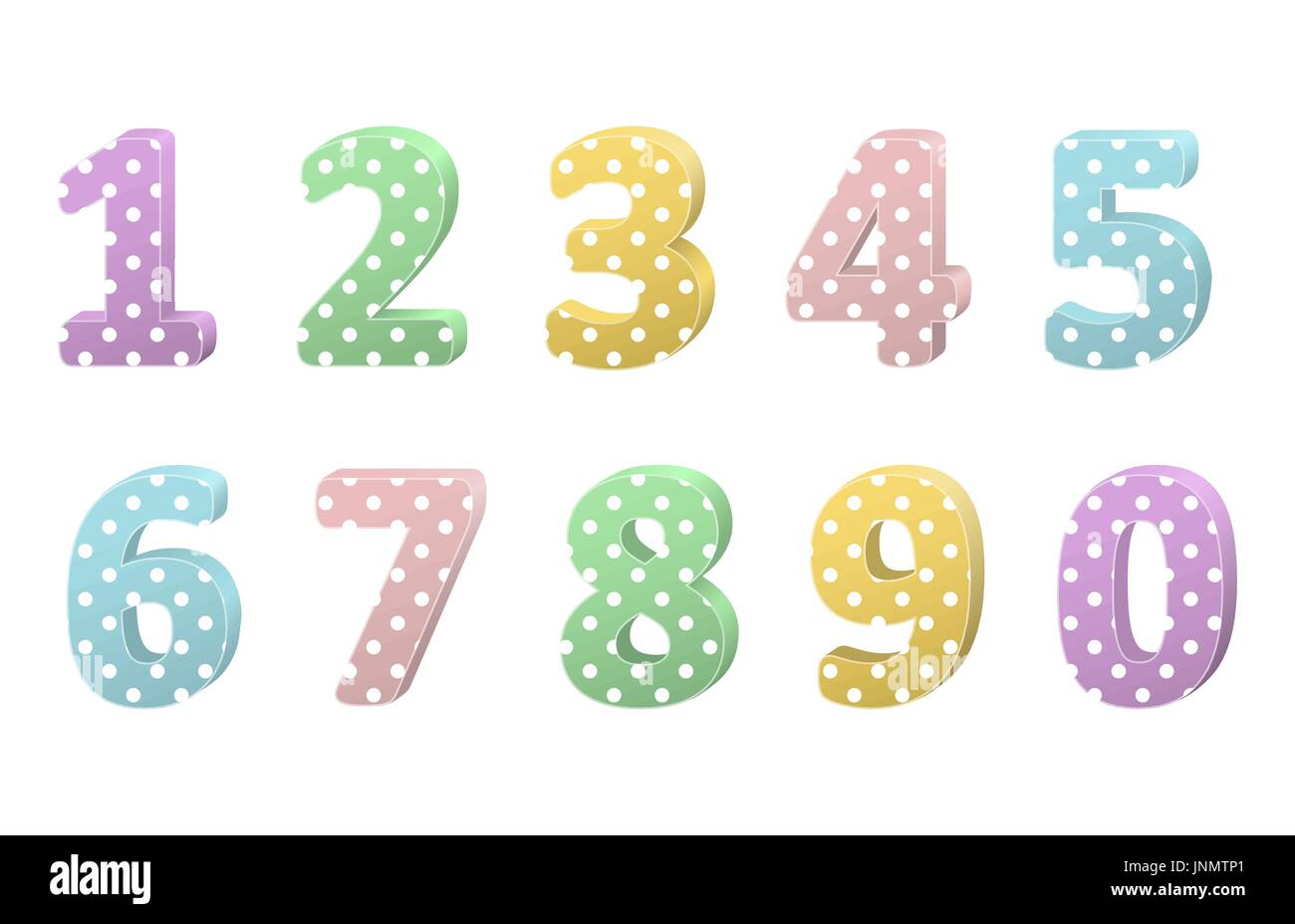 set of colorful volumetric numbers for birthday and promotions Stock Vector