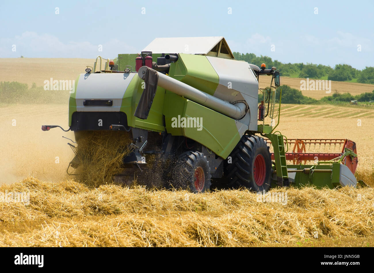 Combine harvester grain harvest. Stock Photo