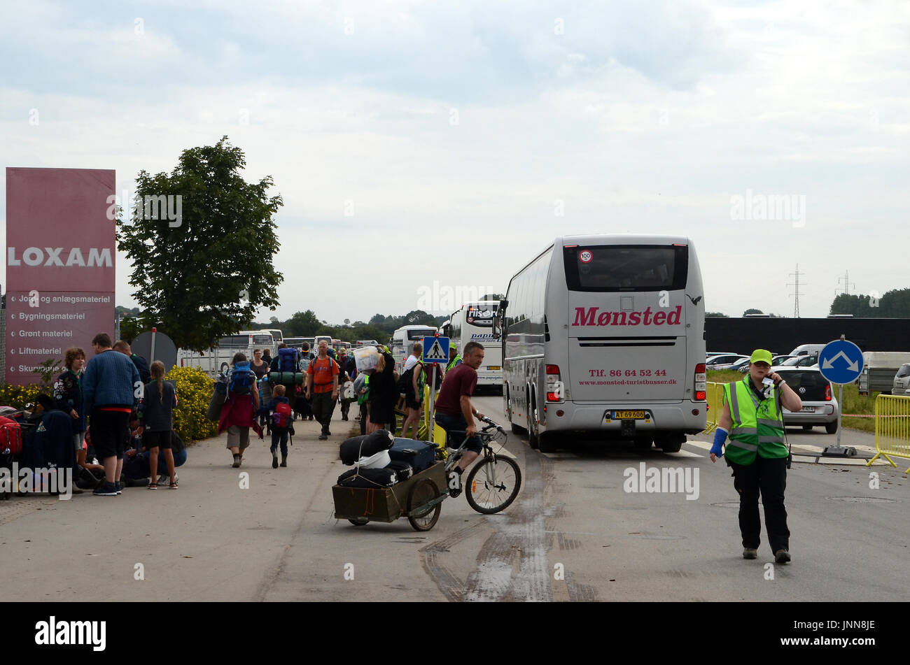 Sonderborg, Denmark - July 30, 2017: Scouts going home from the scout camp SL2017 Stock Photo