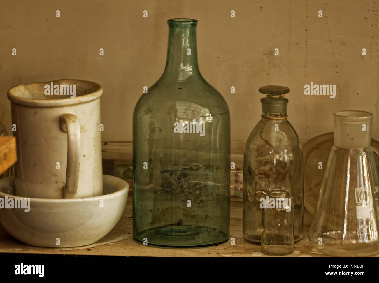 Photo of an old glass flasks Stock Photo Alamy