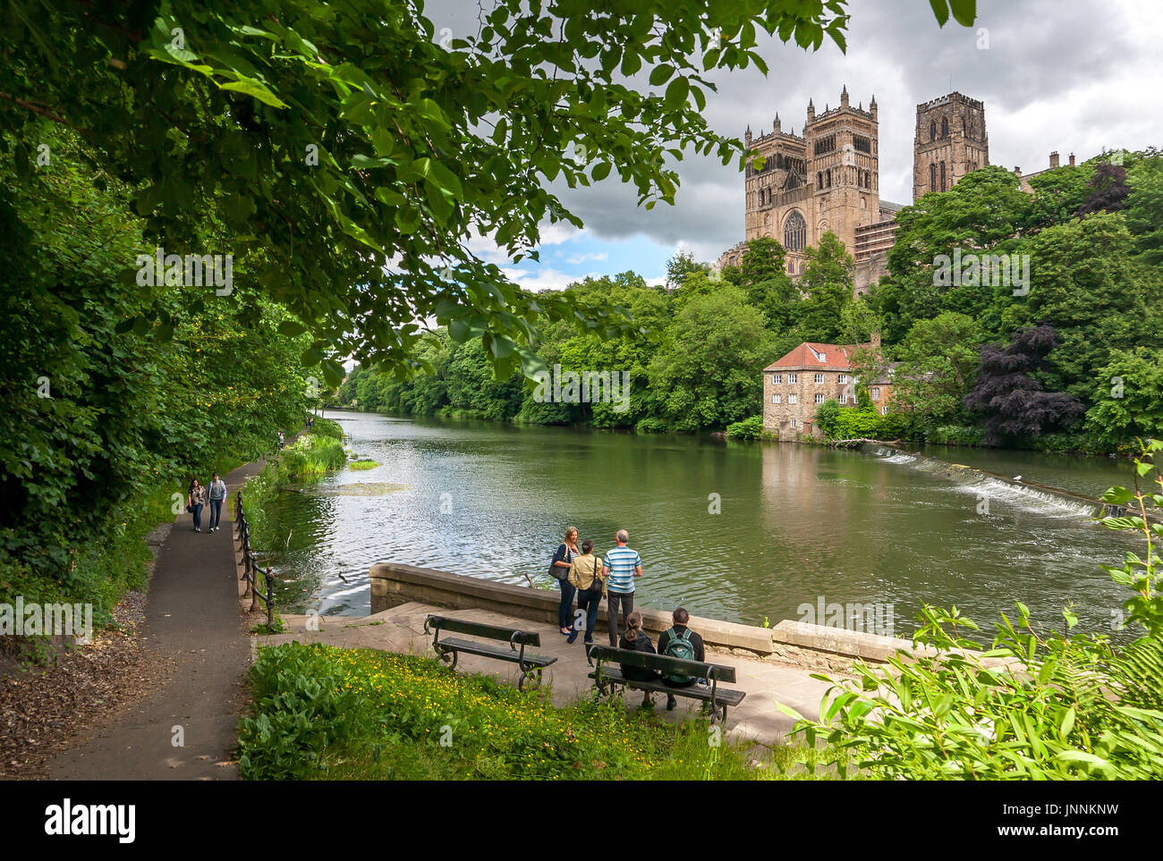 Summertime with Durham Cathedral and the Old Fulling Mill overlooking the River Wear, County Durham, England, 17 July 2015. Stock Photo