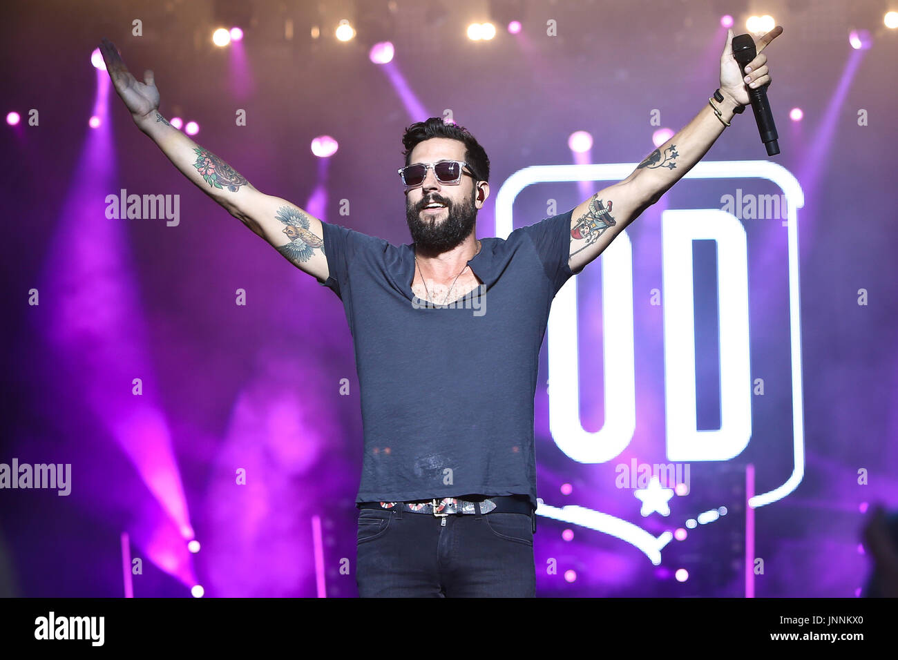 Matt Ramsey of Old Dominion Performs at 2017 Country Thunder Music Festival on July 22, 2017 in Twin Lakes, Wisconsin Stock Photo