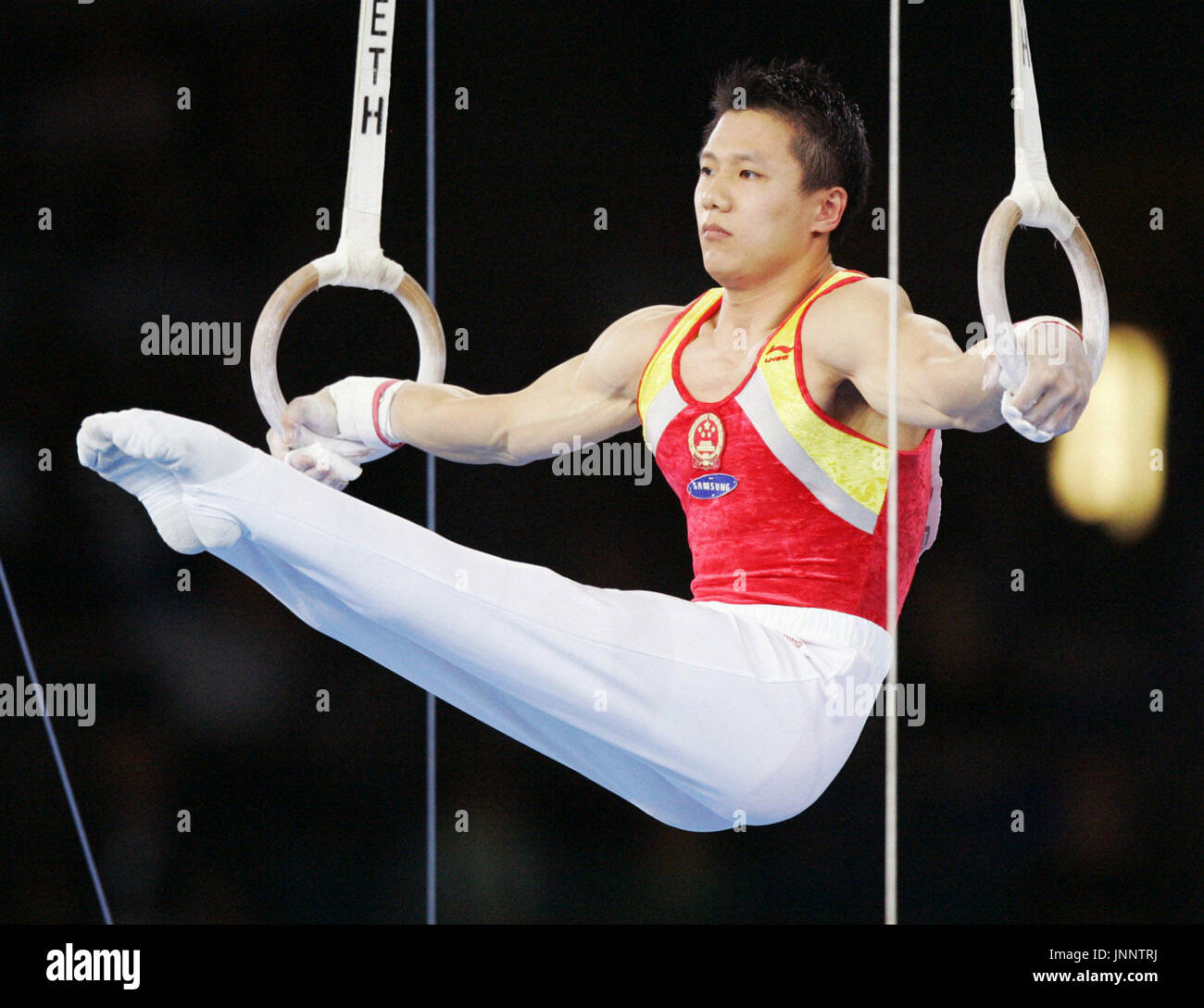 STUTTGART, Germany Chen Yibing of China performs on the rings in the